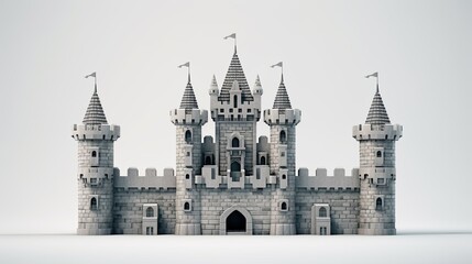 Obraz premium A majestic castle stands tall with its imposing towers and battlements.