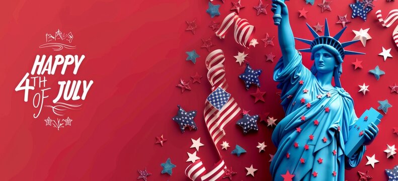 HAPPY 4TH OF JULY background in the style of minimalist sculptures Generative AI