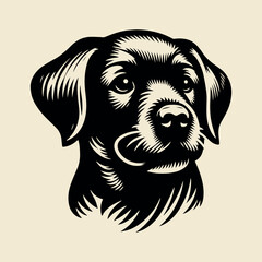 Logo lineal de silueta de cara de perro