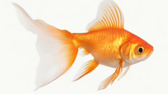 A goldfish gracefully swimming in clear water. Ideal for aquatic-themed designs.