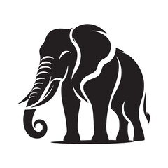 Gentle Giant: Elephant Silhouette - Capturing the Majesty and Serenity of the Magnificent Creature in Simple Form. Elephant Vector, Elephant Illustration.