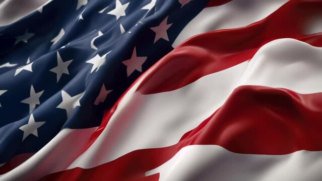 A patriotic image of the American flag waving in the wind. Suitable for national holidays and celebrations.