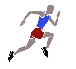 Fototapeta na wymiar Silhouette of man running sprint. Marathon running sport logo template