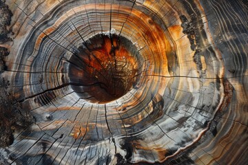 A detailed image showcasing the natural beauty of tree rings that tell the age and history of a tree