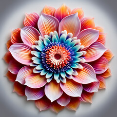 a colorful Sea Anemone flower isolated on a white mandala art