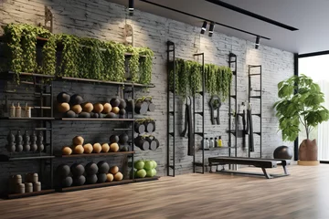 Deurstickers interior of a gym room with full of natural light. © Shades3d