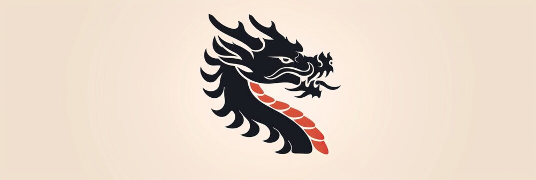 cute dragon head silhouette icon, wide face, profile