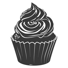 Silhouette muffin cake food black color only