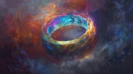 Sol ring, dreamy colors, meeting in magic style - obrazy, fototapety, plakaty