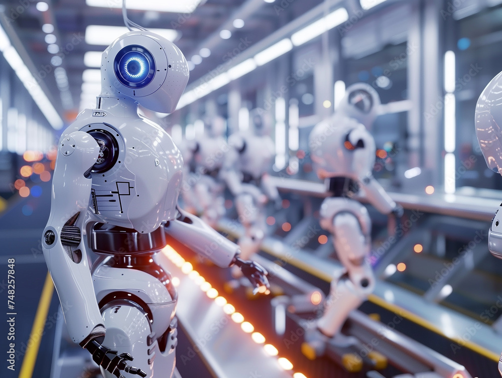 Poster technology for industry concept, robot arm working in process at a modern factory, robot for industr