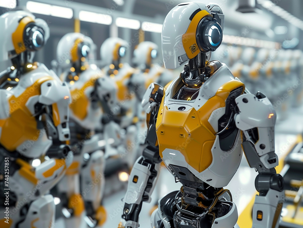 Poster technology for industry concept, robot arm working in process at a modern factory, robot for industr