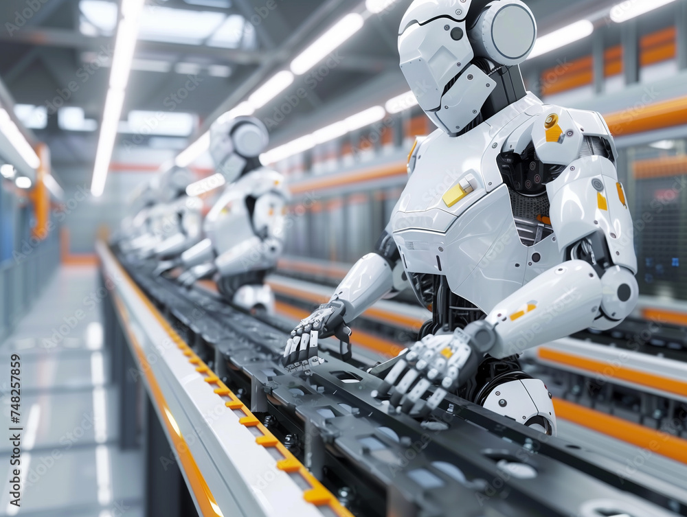 Poster technology for industry concept, robot arm working in process at a modern factory, robot for industr