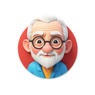 3d render old man avatar collection on isolated transparent background png, generated with AI