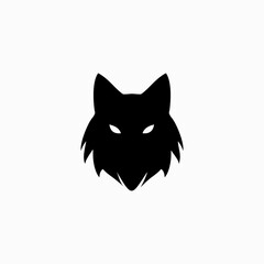 Obraz premium Wolf head simple icon isolated on black background