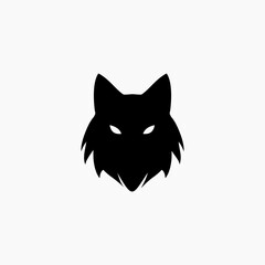 Wolf head simple icon isolated on black background