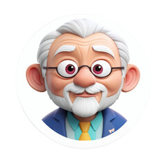 Obraz premium 3d render old man avatar collection on isolated transparent background png, generated with AI