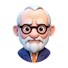 3d render old man avatar collection on isolated transparent background png, generated with AI