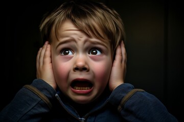 Autistic Child Reacting to Sudden Loud Noise, Showing Fear and Distress