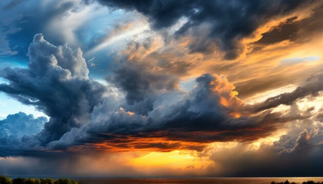 Dramatic Twilight Skies: Photorealistic Stormy Clouds at Late Afternoon