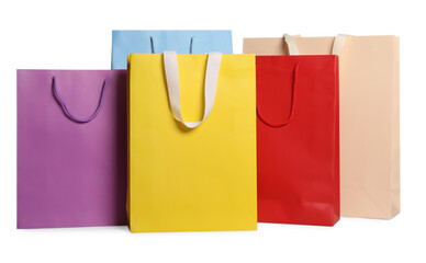 Colorful paper shopping bags isolated on white