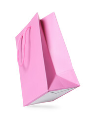 One pink shopping bag isolated on white