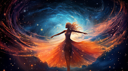Galactic ballet of stars and space.Wallpaper Backgound