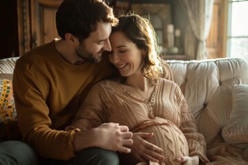 Expecting Parents Embracing Tender Moments with Baby Bump