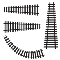 Railway Line, Railway Tracks. Rails Symbol, Train Tracks Sign, Railroad Pictogram, Railway Track Silhouette. Fence line. Vector illustration of fence and railway track.