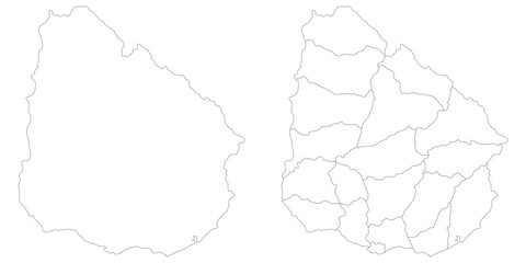 Uruguay map. Map of Uruguay in white set