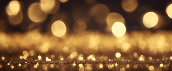 Abstract dazzling array of golden lights, creating a warm, bokeh effect against a dark background. 