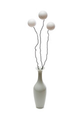 Still life with a bouquet of white balls on a white background