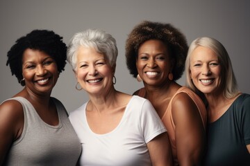 Studio portrait of a diverse group of body positive senior women