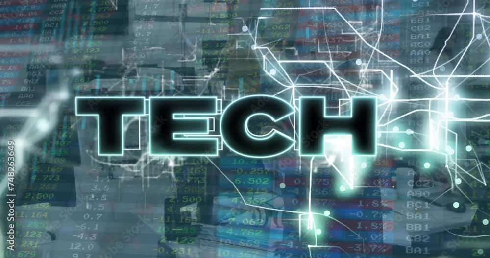 Poster animation of tech text over data processing