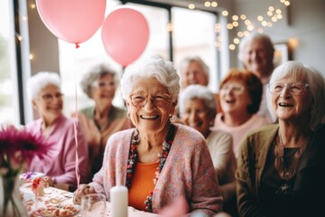 Diverse senior people celebrating a birthday
