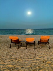 Chain on beach in the evening