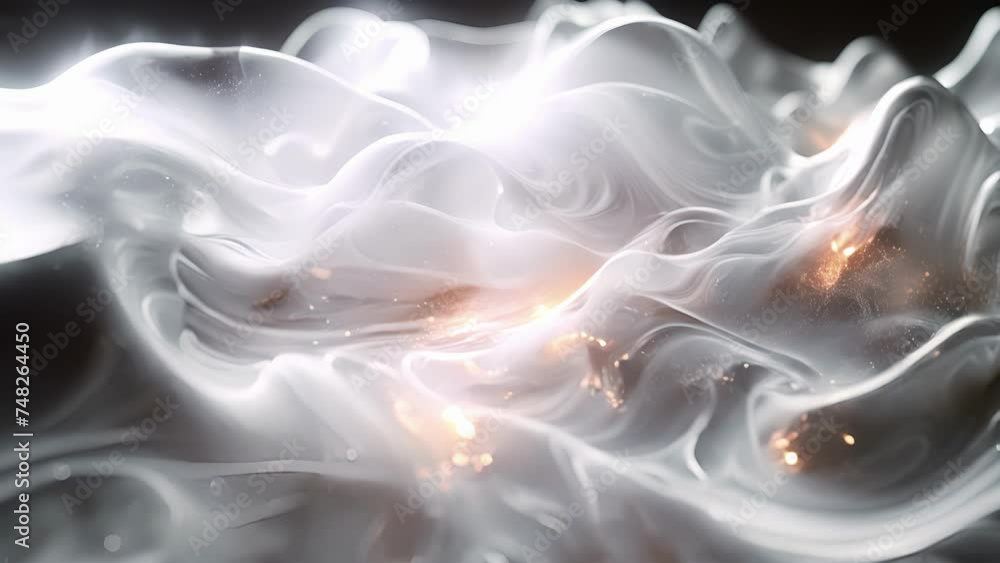 Poster closeup of abstract shapes and forms created by light and movement on a polished material