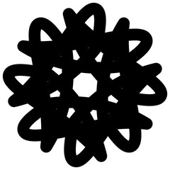 Black, draw flower thick line. Vector illustration.	