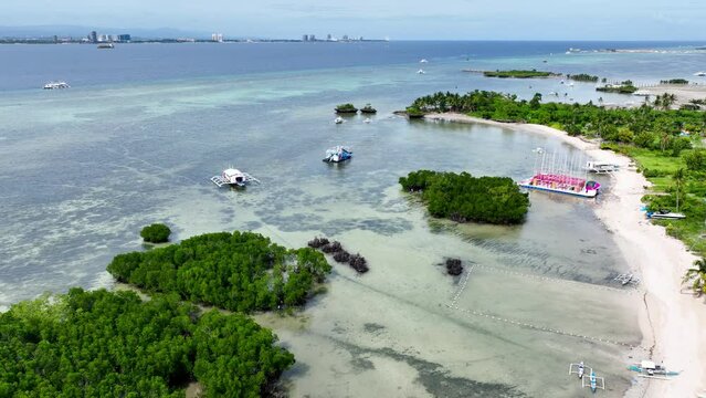 Aerial shot of the small Olango Island just off the coast of Cebu City Philippines.
