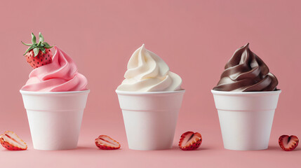 Mockup Strawberry frozen yogurt or soft ice cream