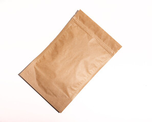 Kraft paper pouch, bag with zip lock, mockup