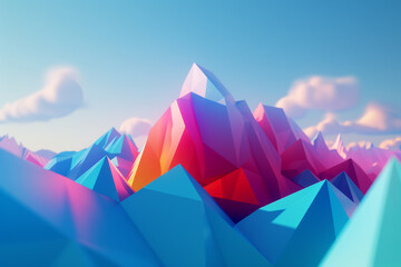 Colorful Geometric Peaks, Abstract Digital Art