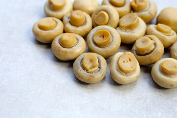 Champignon mushrooms in brine. Canned champignon mushrooms whole