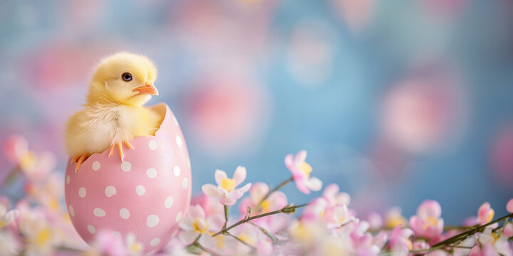 tiny cute yellow chick hatched from easter egg (1)