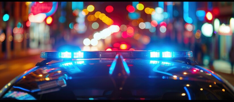 Police Car Lights Illuminating at night