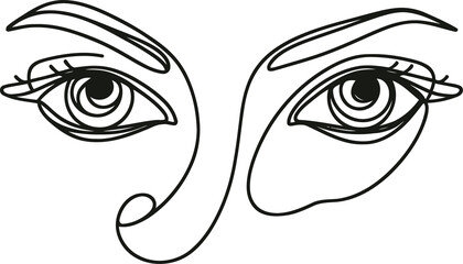 eye in continuous line drawing, minimalist, simplicity contour, pray, 