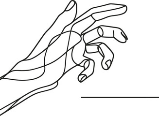 hand in continuous line drawing, minimalist, simplicity contour, pray, 