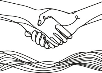 hand in continuous line drawing, minimalist, simplicity contour, pray, 