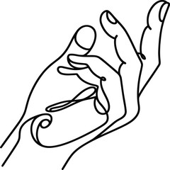 hand in continuous line drawing, minimalist, simplicity contour, pray, 