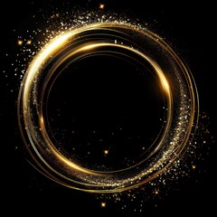 a gold circle with sparkles