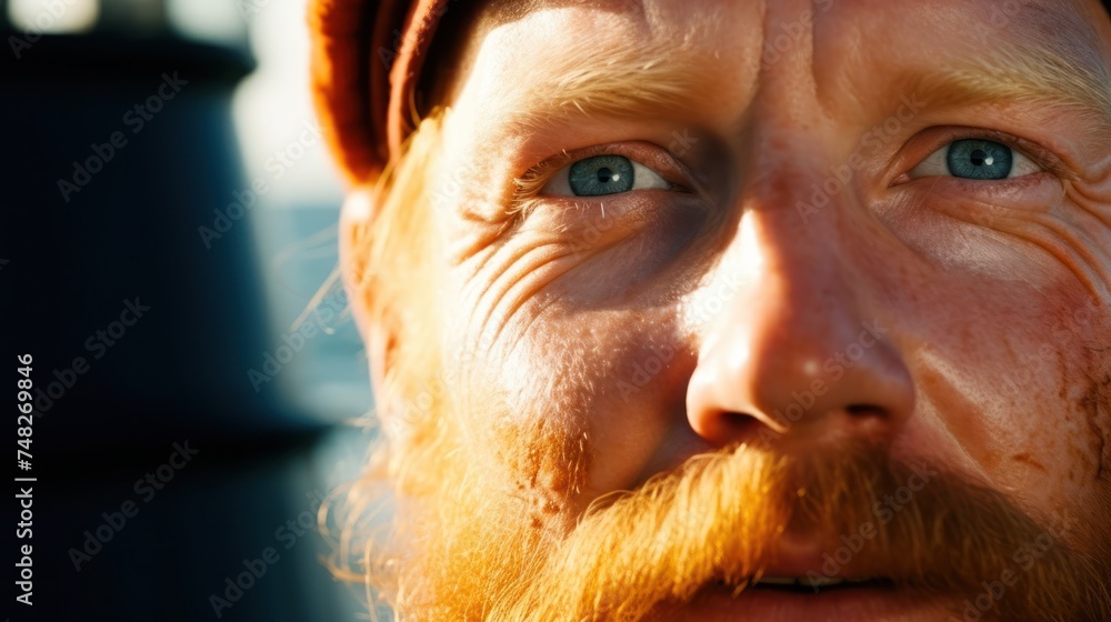 Wall mural a close up of a man with a beard and mustache